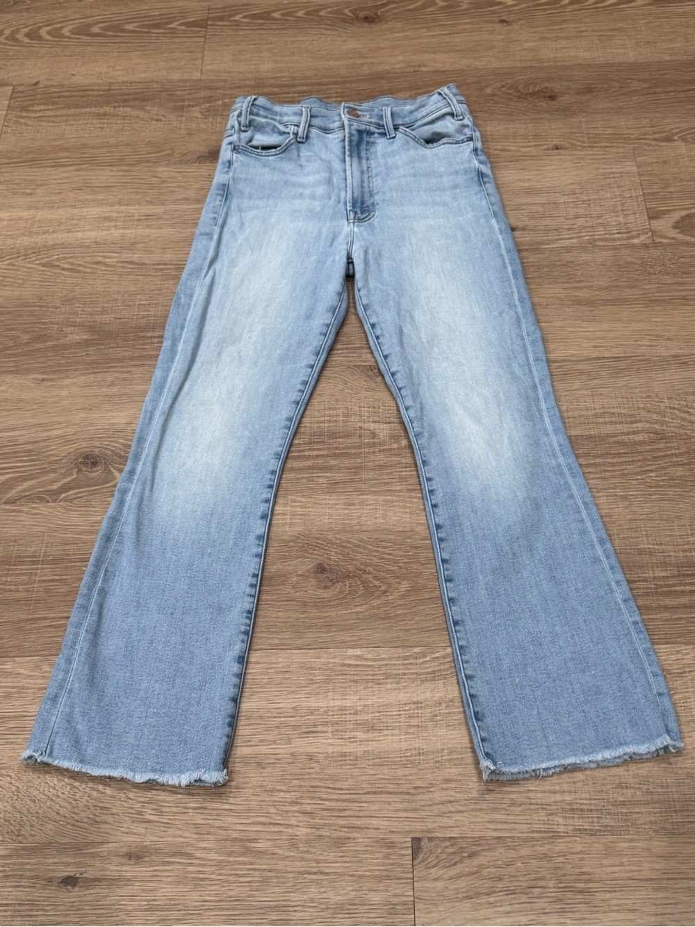 MOTHER The Hustler Ankle Fray Jeans Made USA Raw Hem High Rise